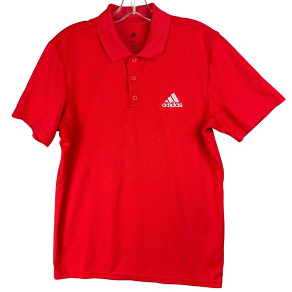 Adidas Aeroready Polo Shirt S Red Golf Rib Tennis Activewear Lightweight GK7012 - Picture 1 of 10